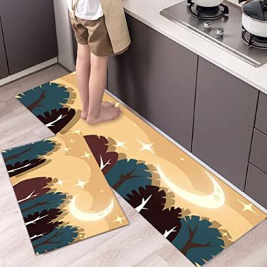 Imagem de Tapete de cozinha 2 pçs tapetes e tapetes de cozinha confortáveis, antiderrapante à prova d'água antifadiga, tapetes para cozinha, piso, casa, escritório, (40,6 x 60,6 cm + 40,6 x 119,4 cm)