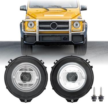 Imagem de Farol USR 07-18 G Class Wagon – Lâmpadas de cabeça de projetor de xenon + 2 lâmpadas Philips D2S HID (esquerda + direita) par - Compatível com Mercedes G-Wagon W463 2007-2018 (W464 estilo atualizado