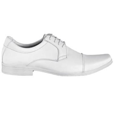 Imagem de Novo Hábito, Sapato Social Masculino Branco Bico Fino Estilo Italiano Cor:Branco;Tamanho:40