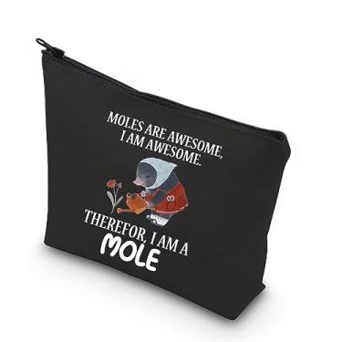 Imagem de WCGXKO Bolsa de maquiagem para amantes de toupeiras, presente zoológico, bolsa de maquiagem com zíper, Verruga, Zíper