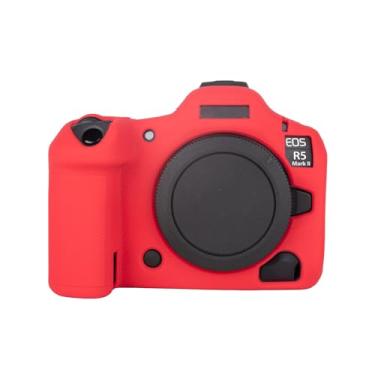 Imagem de MUZIRI KINOKOO Capa de silicone compatível com câmera digital Canon EOS R5 Mark II, borracha macia EOS R5 Mark II/EOS R5 II, capa protetora com design antiderrapante - vermelha