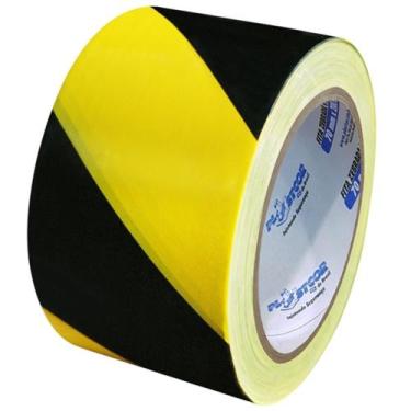 Imagem de Fita Zebrada preta e amarela Sinalização 150m Plastcor