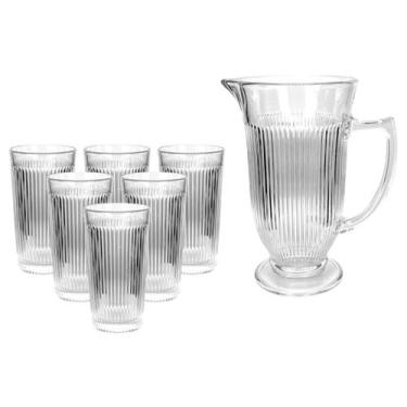 Imagem de Jogo Com Jarra E 6 Copos Lila De Vidro 7pçs - Transparente - Hauskraft