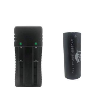 Imagem de Kit 1 Carregador Duplo 2 Slot Mais 1 Bateria 18650, 14500 Bateria 2665