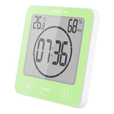 Imagem de PCXWTLN Relógio de banheiro à prova d'água, relógio digital de chuveiro com alarme - medidor de temperatura de umidade do banheiro, relógio de parede digital de chuveiro com temporizador, tela