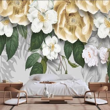 Imagem de Lcythiazole Murais de papel de parede floral de tamanho personalizado - mural simples, papel de parede de flor personalizável, autoadesivo removível e adesivo, para banheiro