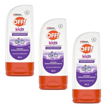 Imagem de KIT 3X Repelente de Insetos OFF Kids 200ml Loção Cheirinho Gostoso 4Hr