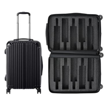 Imagem de Mala de garrafa de vinho | Comporta 10 garrafas de tamanho padrão de 750 ml | Estojo universal para bagagem de avião, bolsa com rodas aprovada pela TSA para profissionais e consumidores, presente para