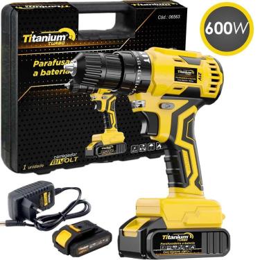 Imagem de Parafusadeira Furadeira 21V C/ Impacto Titanium + Kit
