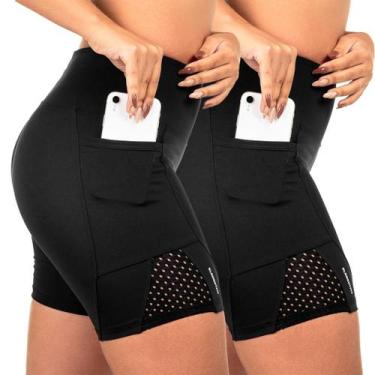 Imagem de Kit 2 Shorts Com Bolso  Feminino Corrida Suplex Tela - ElementFit, Pre