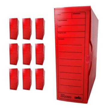 Imagem de Dello - Caixa Arquivo Morto Polidello Ofício Vermelho - Pacote com 10 unidades