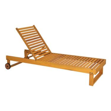 Imagem de Espreguicadeira Madeira Com Rodas 2 Posicoes - Ate 130kg