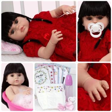 Imagem de Bebe Reborn Realista Menina Morena Com Itens Pode Dar Banho - Cegonha 