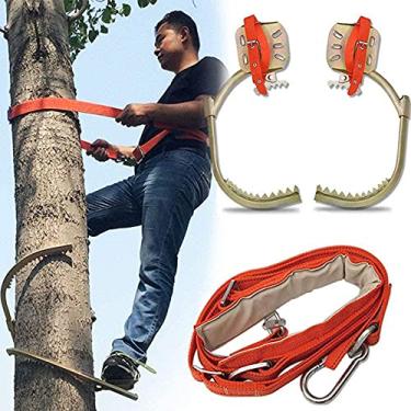 Imagem de Equipamento para escalar árvores, ferramenta para subir árvores de aço inoxidável, picos para subir em postes, sapatos ajustáveis para árvores de trepação, pedal antiderrapante para observação de caz