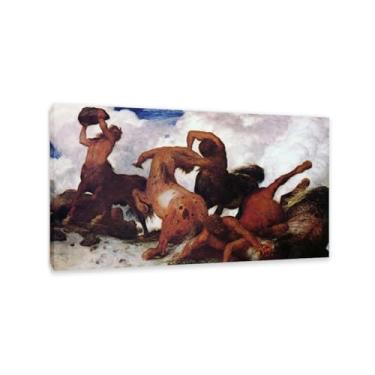 Imagem de Pintura famosa abstrata arte de parede centauro luta reprodução de imagem impressa em tela emoldurada impressão de arte de parede pôster para decoração de quarto 72 x 40 cm (71.1x40.6 cm) moldura