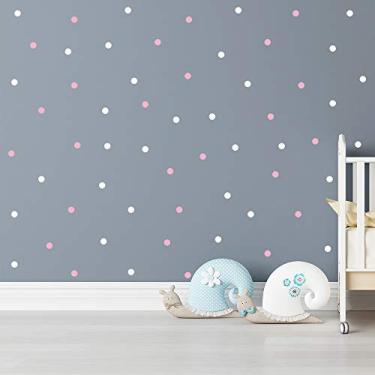 Imagem de Adesivo Infantil Bolinhas Rosa e Branco-140un