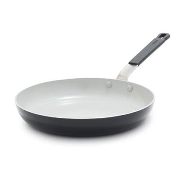 Imagem de GreenPan Frigideira antiaderente Bobby Flay de 25,4 cm, cerâmica de diamante sem PFAS, adequada para indução, alça de silicone que permanece fresca, fácil de limpar na lava-louças e no forno
