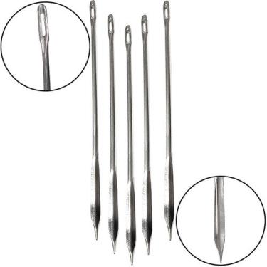 Imagem de 5 Agulha Manual Costura Couro Lona Sacaria Naja Agulhão 12cm - Evolver