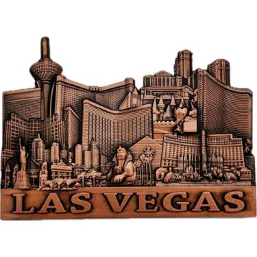 Imagem de Ímã de horizonte de tira de metal 3D de Las Vegas, 7,6 x 5,8 cm, prata ou cobre (cobre)