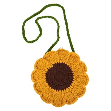 Imagem de Reberomantique Bolsa tiracolo feminina de crochê, feita à mão, bolsa de mão de algodão, carteira para celular, Z1 - Amarelo, One Size