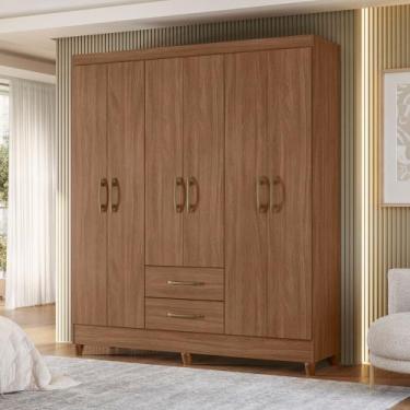 Imagem de Guarda Roupa Casal 6 Portas 2 Gavetas Panamá Moval, Carvalho