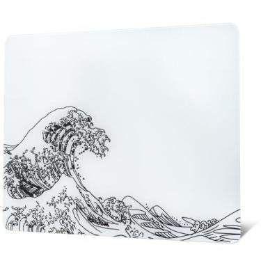 Imagem de Mouse pad de vidro para jogos GMKWTL branco Kanagawa 41x31cm