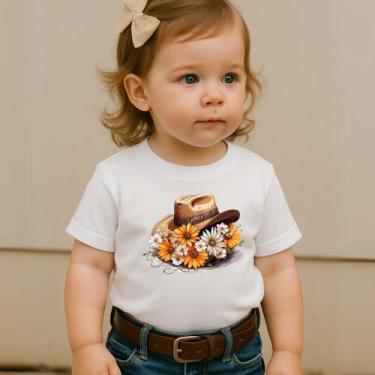 Imagem de Camiseta Infantil Manga Curta Estamp Chapéu Florido Modinha Country Fe