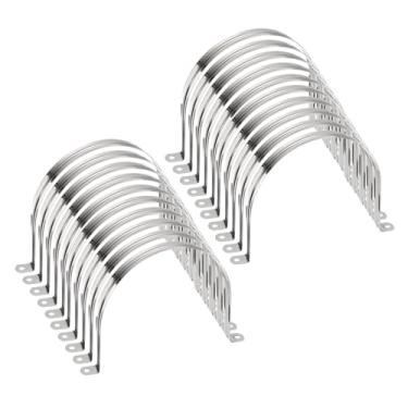 Imagem de HARFINGTON 20 braçadeiras de conduíte de 140 mm de 140 mm, braçadeira de tubo M140 U, correia rígida de aço inoxidável, suporte em forma de U com dois furos para fixação de fio de mangueira de tubo