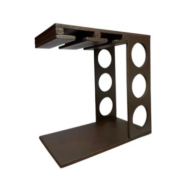 Imagem de Adega de Madeira Rústica para 3 Garrafas e 6 Taças | Decoração Gourmet (Marrom)