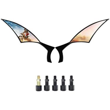 Imagem de Nifeida Espelho retrovisor de motocicleta universal 8 mm 10 mm lâmina preta para Honda Suzuki Kawasaki Yamaha Cruiser Chopper Sportbike Street Bike Moped Off Road, 1 par (preto)