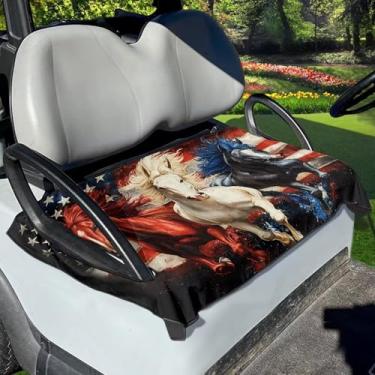 Imagem de Yewattles Capa de assento de carro de praia serve para a maioria dos 2 passageiros colorido bandeira americana cavalo carrinho cobertor toalha esportes ao ar livre à prova de poeira acessórios de
