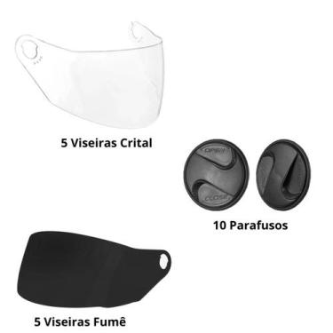 Imagem de Kit 10 Viseiras 10 Parafusos Modelo Capacete R8 Peças Reposição - Pro 
