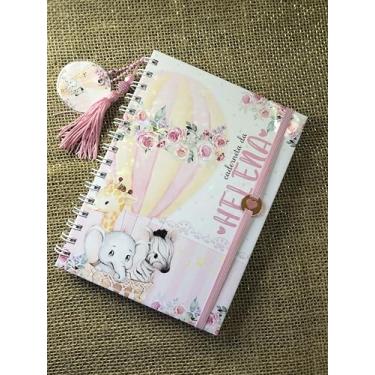 Imagem de Caderneta de Saúde Infantil Personalizada, Tema Animais no Balão, Capa Holográfica, A5, com Chaveiro e Pingente