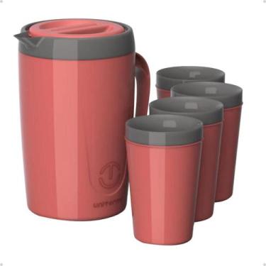 Imagem de Jogo De Jarra com Copos Térmico Água Suco Chá 2 Litros E Copo 350Ml 5 