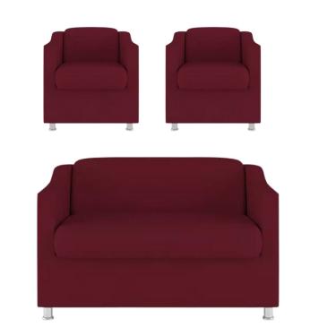 Imagem de Namoradeira + 2 Polt. Bia P/ Sala de Estar Consultório Clinica Hospital Recepção Suede