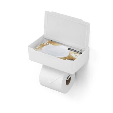 Imagem de Suporte Porta Papel Higiênico Lenço Umedecido Celular 3 Em 1 Sem Furo 