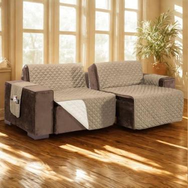 Imagem de Capa De Sofá Retrátil 1,80m Dupla Face Matelada Com Bolsos - MR ENXOVA