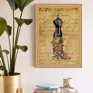 Imagem de Quadro Decorativo Manequim Floral 33X24Cm - Com Vidro