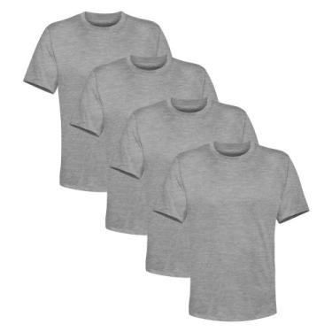 Imagem de Kit 4 Camiseta Masculina Lisa Algodão Qualidade - Basic Fashion, G, Ci