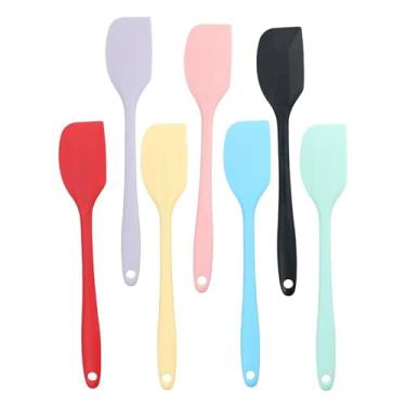 Imagem de gifthub 14 espátulas de silicone coloridas, espátula de borracha durável ao calor de 21 cm, espátulas de cozinha de design macio e sem costura, raspadores de geleia de creme para assar, ferramentas de