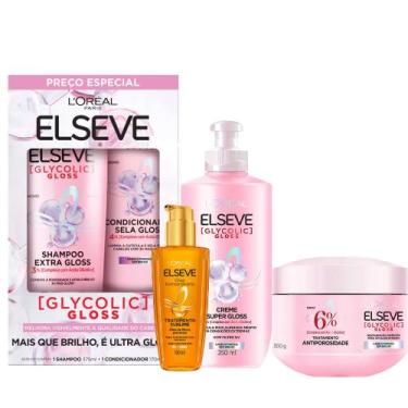 Imagem de Kit Elseve Glycolic Gloss 3 Produtos + Óleo Extraordinário 100ml