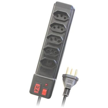 Imagem de Filtro De Linha 05 Tomadas Bivolt Com Proteção Led E Chave - F.C, pret