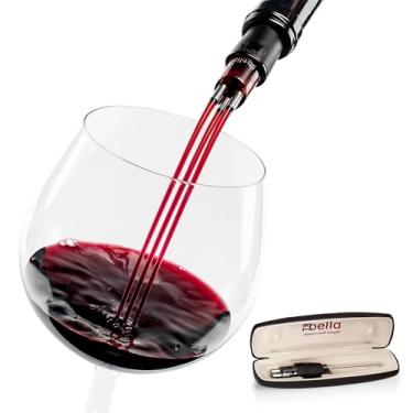 Imagem de TRIBELLA Aerador de vinho clássico, dispositivo de aeração de vinho multi-streaming, 3 bicos de aço inoxidável, feito à mão, fácil de usar, acessório sem gotejamento em capa protetora fácil de transportar