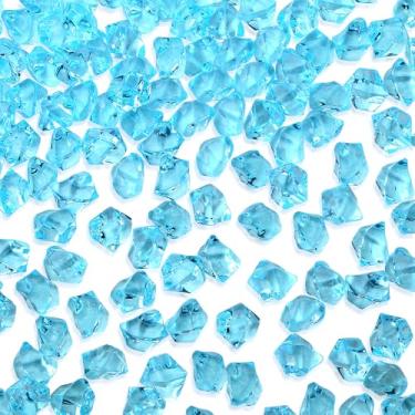 Imagem de YATOJUZI 500 peças de cubos de gelo falsos azul aqua acrílico pedras trituradas enchimento de vasos de diamantes de plástico pedras preciosas para mesa de centro de mesa de casamento DIY exibição de