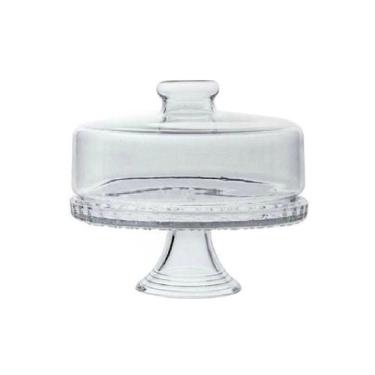 Imagem de Boleira Colonial com Tampa e Pedestal Prato para Bolo de Vidro Transpa