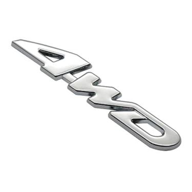 Imagem de Emblema EmbRoom 4WD, adesivo lateral de liga de alumínio com letra 3D, painel lateral para carro de substituição para caminhão automotivo All Wheel Drive Off Road SUV (cromado)