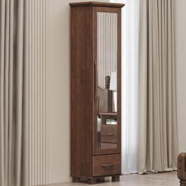 Imagem de Sapateira de Madeira 47cm 1 Porta Com Espelho Eduarda Café F07 - Mpoze