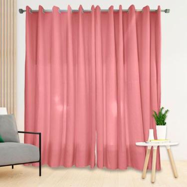 Imagem de Cortina Manu 3.00m x 2.50m Decorativa Micro Percal Ilhós Branco Sala Q