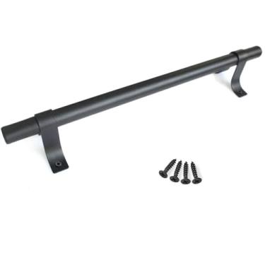 Imagem de Maçaneta de porta de celeiro simples, rústica, para porta de correr, ferragem, aço carbono preto, resistente, madeira, v