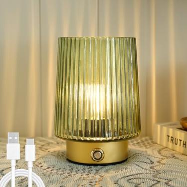 Imagem de ULAROOM Lâmpada sem fio recarregável, lâmpada de mesa pequena de vidro - luminária de cabeceira portátil com brilho regulável ao toque, sem fio, para quarto, cozinha, jantar, casa, sala de estar